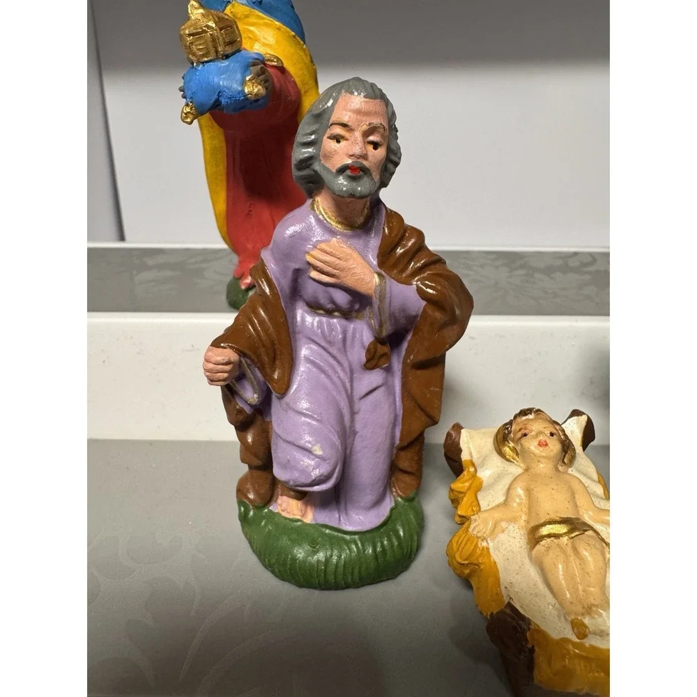VTG‎ Nativity Italy 5 Pc Chalkware Replacements Christmas Decoration 1950s 4